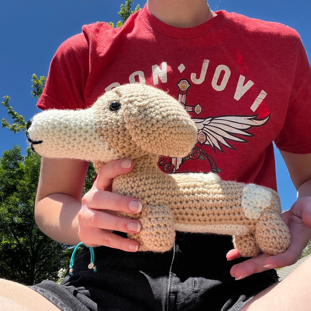 Hand Crocheted Mr. Weenie the Dachshund Stuffed Animal Plushie! - Picture 5 of 14
